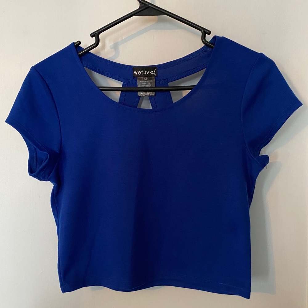 Wet Seal Royal Blue Cut Out Crop Top, Size M